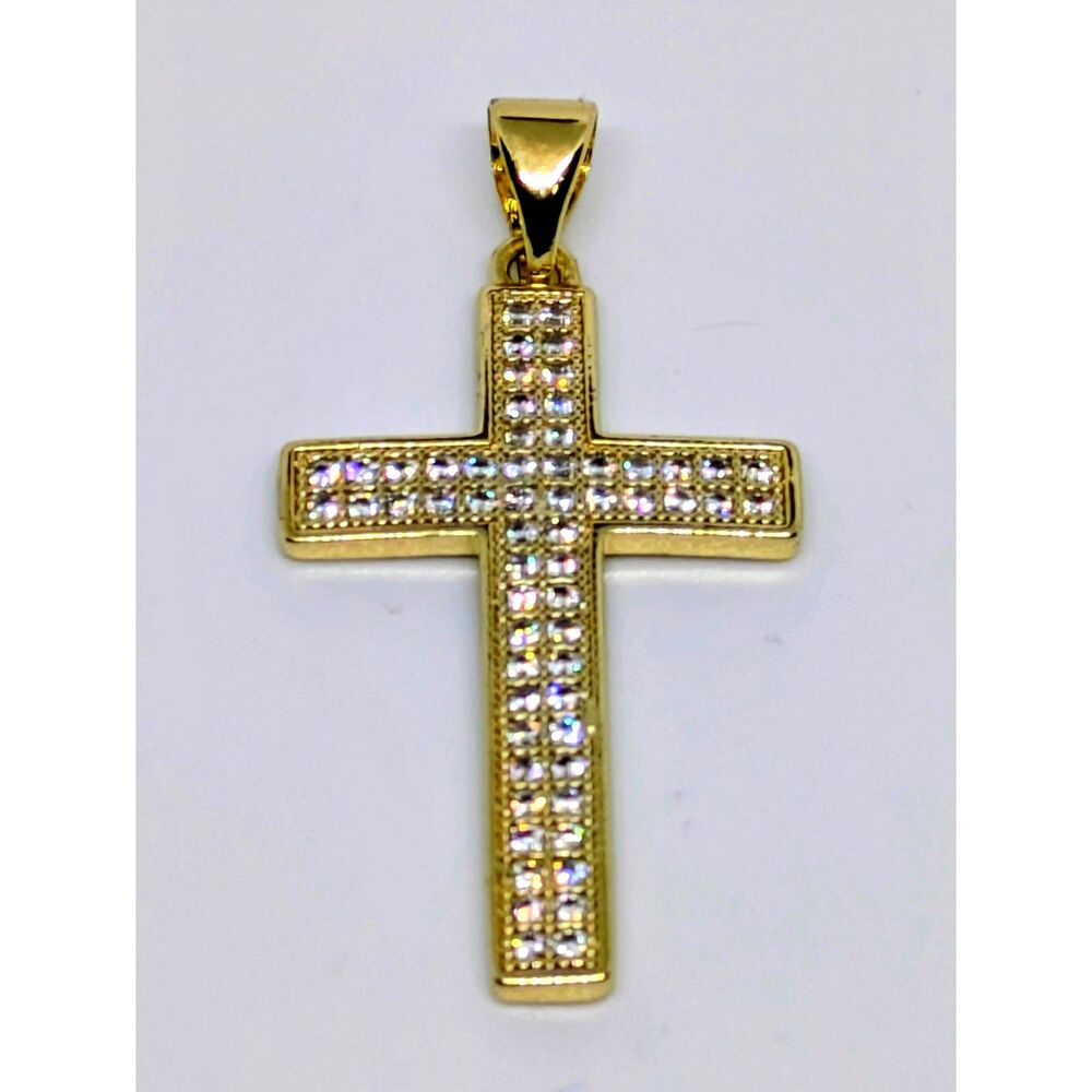 Mens New micro pave 14K Gold Filled iced out cz Cross Pendant (Unisex)